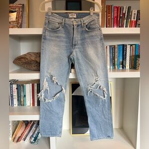 Agolde Ripped Light Blue Denim Jeans